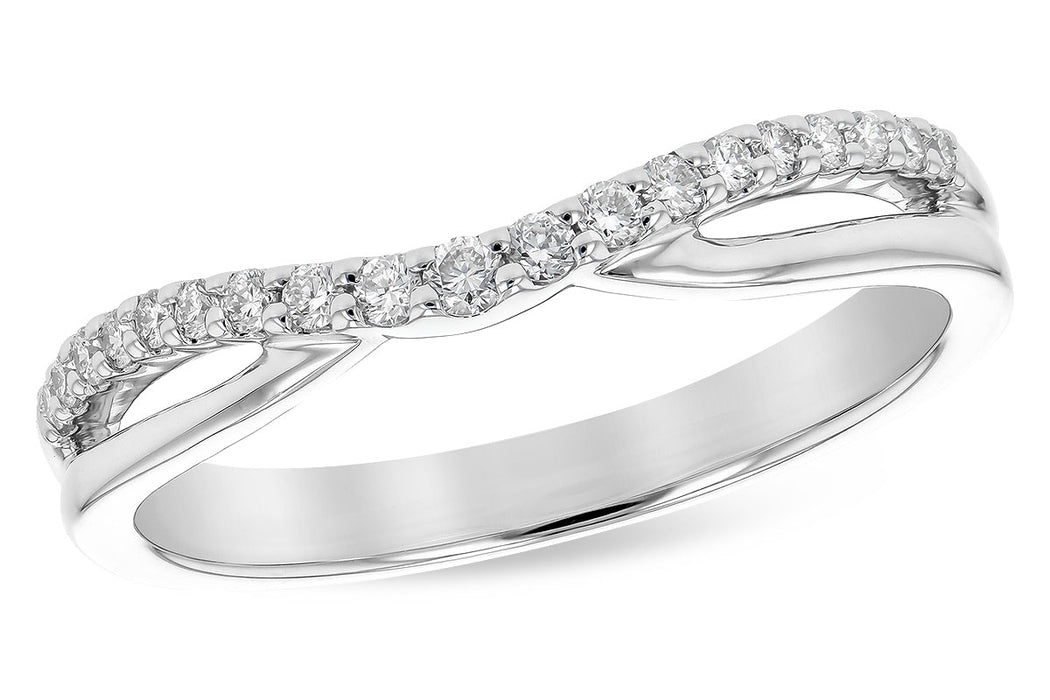 Curved 14kw gold diamond ring band.