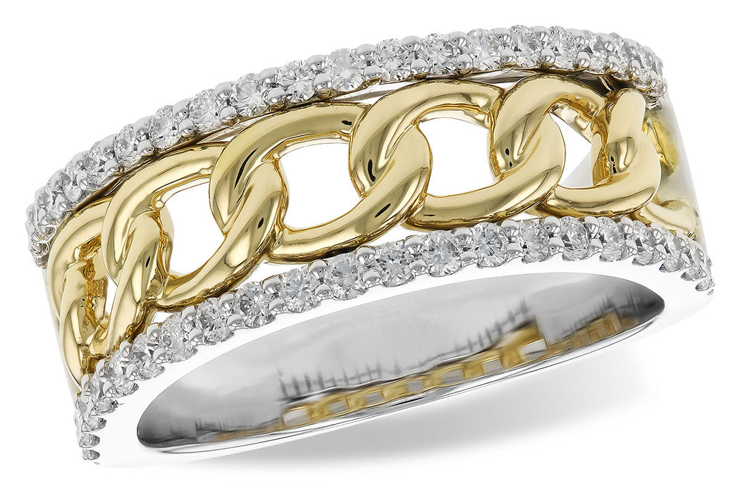 Chain and diamond 14k gold ring band