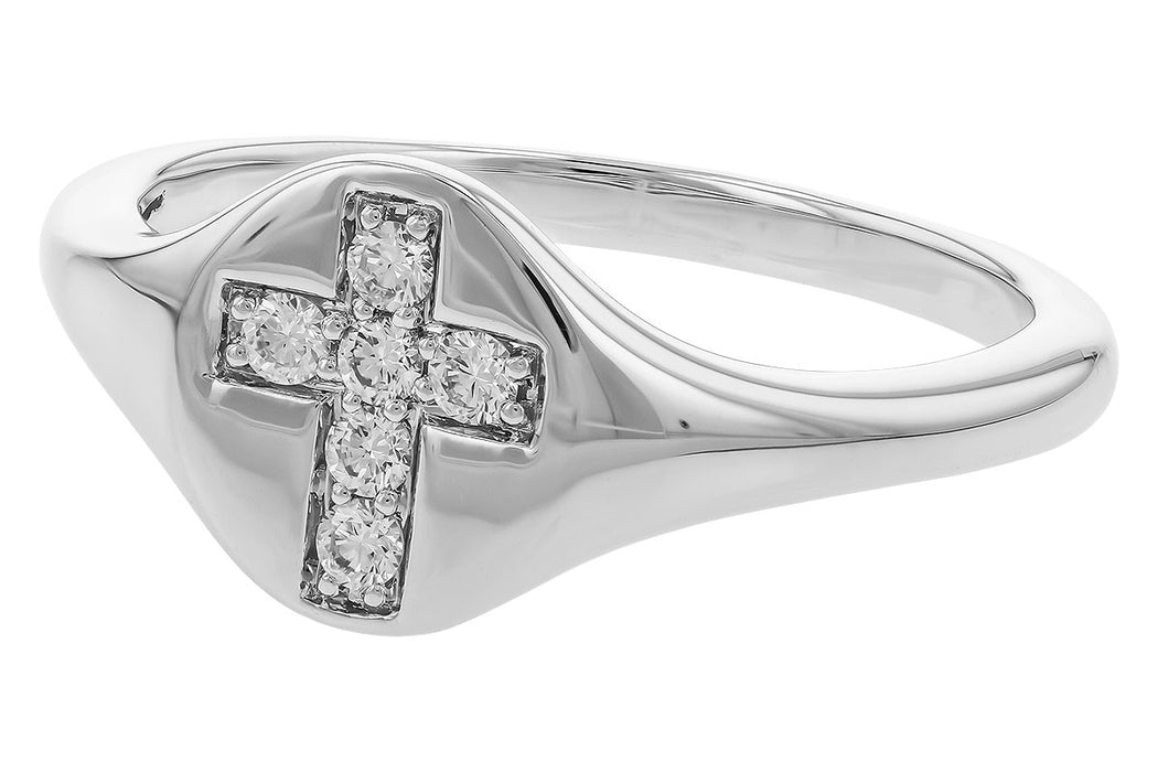 Signet with diamond cross 14ky ring