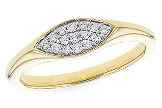 Signet Natural Round Cut Diamond Accented 14k yellow gold ring 0.14tw