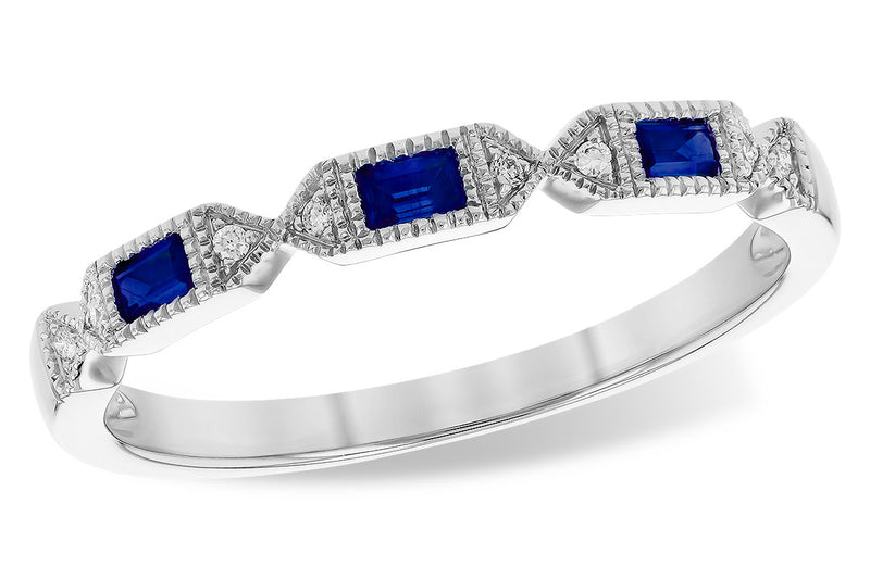 Station sapphire and diamond 14kw gold ring band
