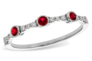 Ruby and Diamond Station 14k White Gold Ring stock