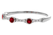 Ruby and Diamond Station 14k White Gold Ring stock ak