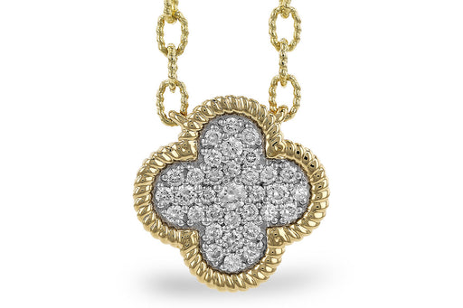 Clover Shaped Pendant with 18" Beaded Cable 14k gold necklace .32 Carats STOCL