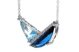 Contemporary 14kw gold blue topaz and diamond necklace, angled view