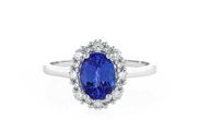 14kw gold tanzanite and diamond halo ring