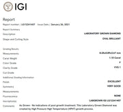 1.28ctw oval diamond twist band 18k white gold ring report