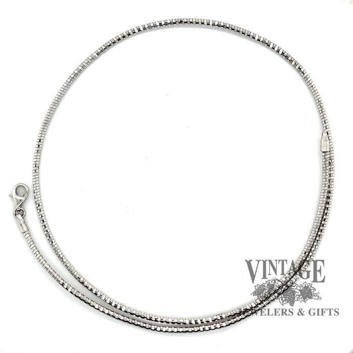 14 karat white gold 17" round spiral mesh choker necklace