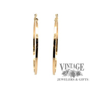 2mm Square Tubing U-Catch Hoop Earrings 14 Karat Yellow Gold front 