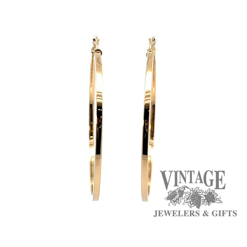 2mm Square Tubing U-Catch Hoop Earrings 14 Karat Yellow Gold front 