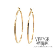 2mm Square Tubing U-Catch Hoop Earrings 14 Karat Yellow Gold