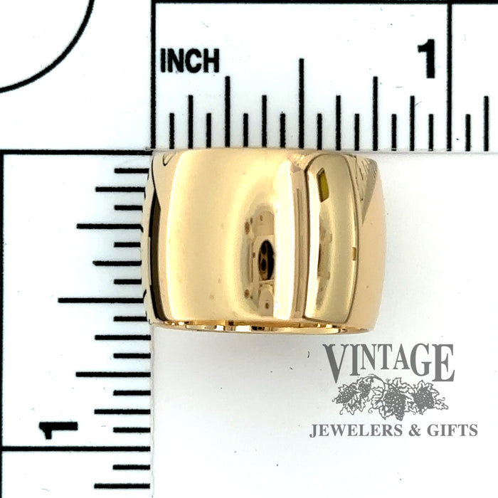 14mm Wide Domed 18K Yellow Gold