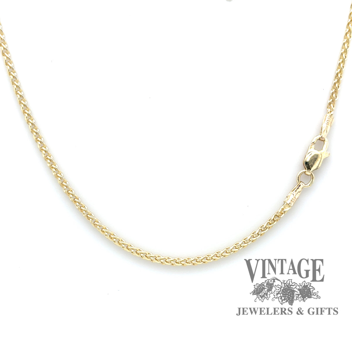16” 14ky gold 1.7 mm wheat chain — Vintage Jewelers & Gifts, LLC.