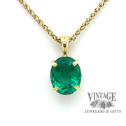 Heirloom quality natural emerald 18ky gold pendant