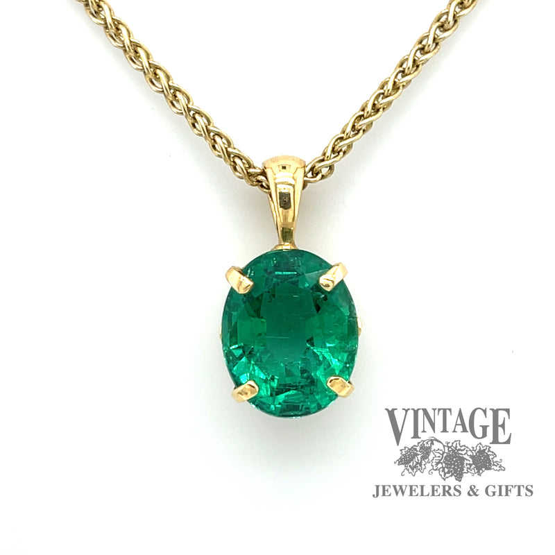 Heirloom quality natural emerald 18ky gold pendant