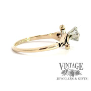 14 karat yellow gold scroll motif .29 carat diamond solitaire ring, right side view