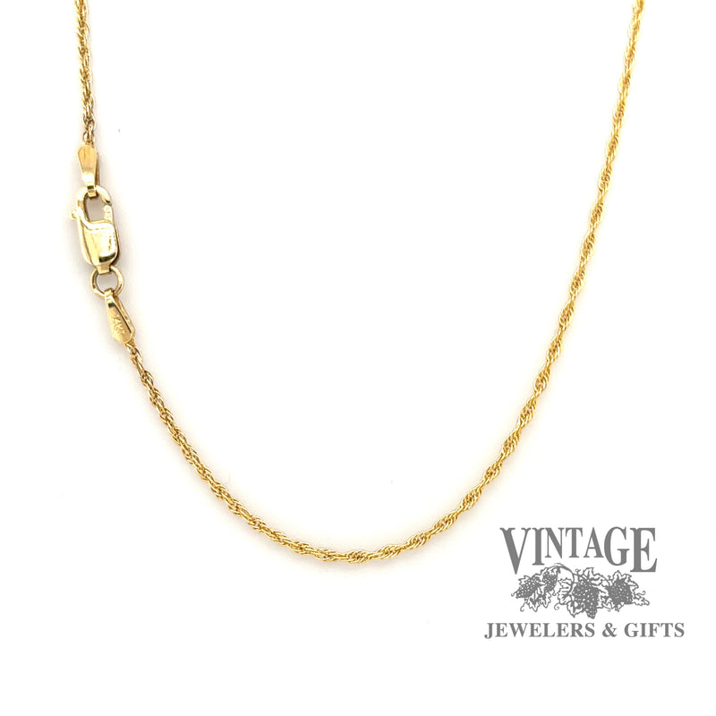 16" 1.3 mm 14 karat yellow gold loose rope chain
