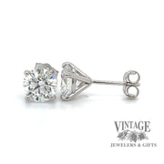 14 karat white gold 2.06 ct. total weight round lab grown diamond  stud earrings