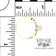14 karat yellow gold scroll motif .29 carat diamond solitaire ring showing measurements