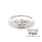 Floral and Triple Marquise Shaped Illusion Setting, 10KW gold band