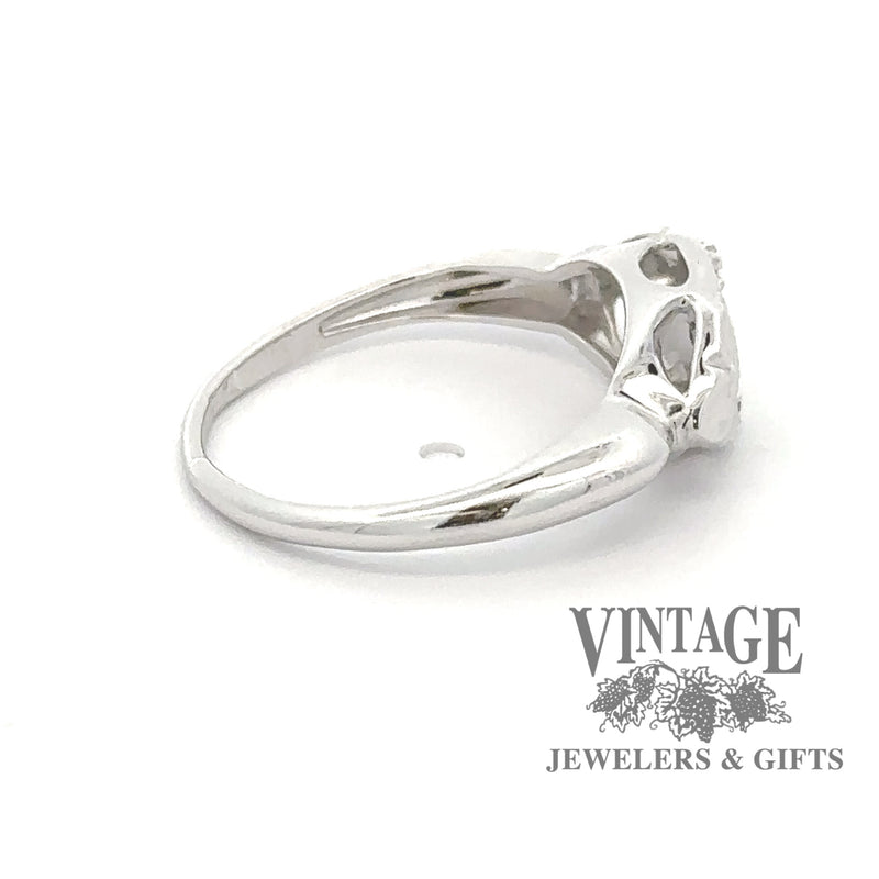 Floral and Triple Marquise Shaped Illusion Setting, 10KW gold band side