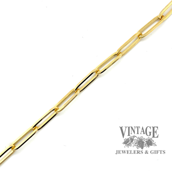 8.25” 14 karat yellow gold solid link Paperclip Bracelet