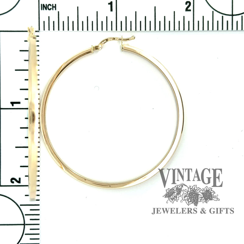 2mm Square Tubing U-Catch Hoop Earrings 14 Karat Yellow Gold