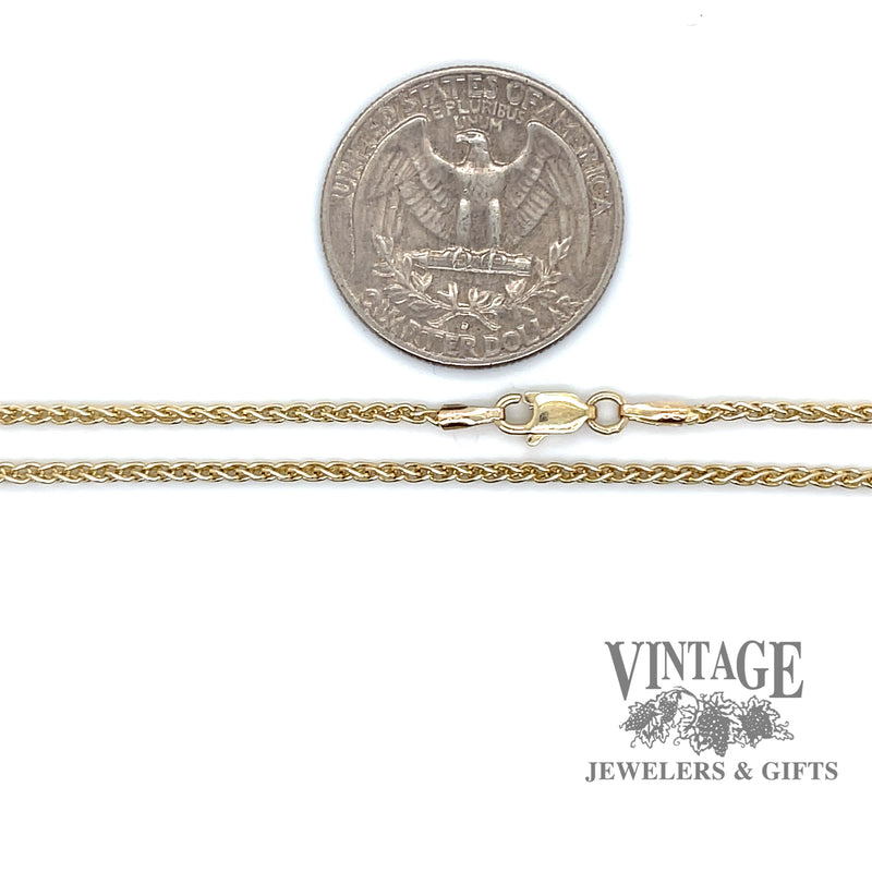 16” 14ky gold 1.7 mm wheat chain