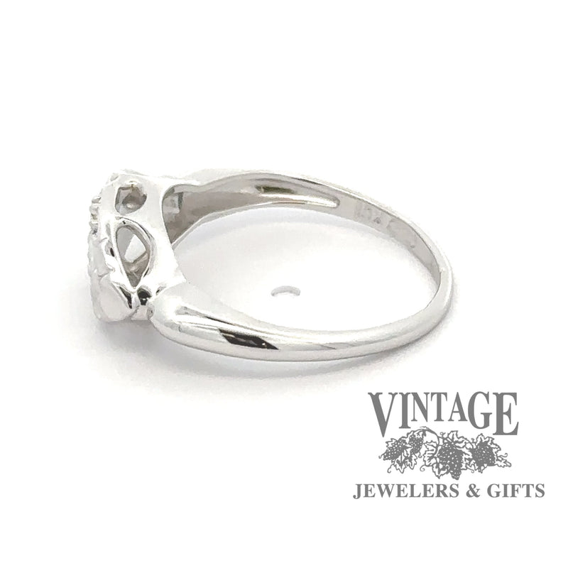 Floral and Triple Marquise Shaped Illusion Setting, 10KW gold band side