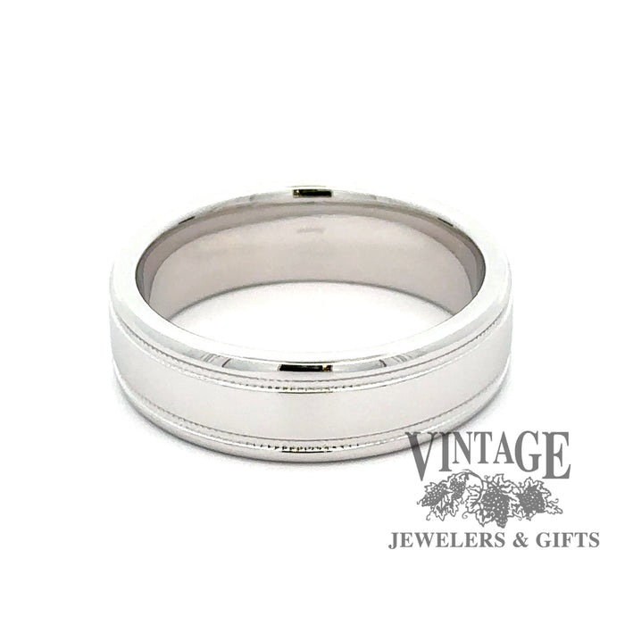Coined Border 14K White Gold 6 mm comfort fit ring