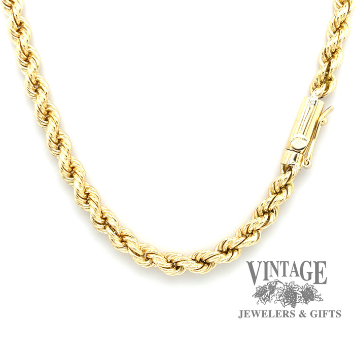 22” 18ky gold 5.2 mm solid rope chain
