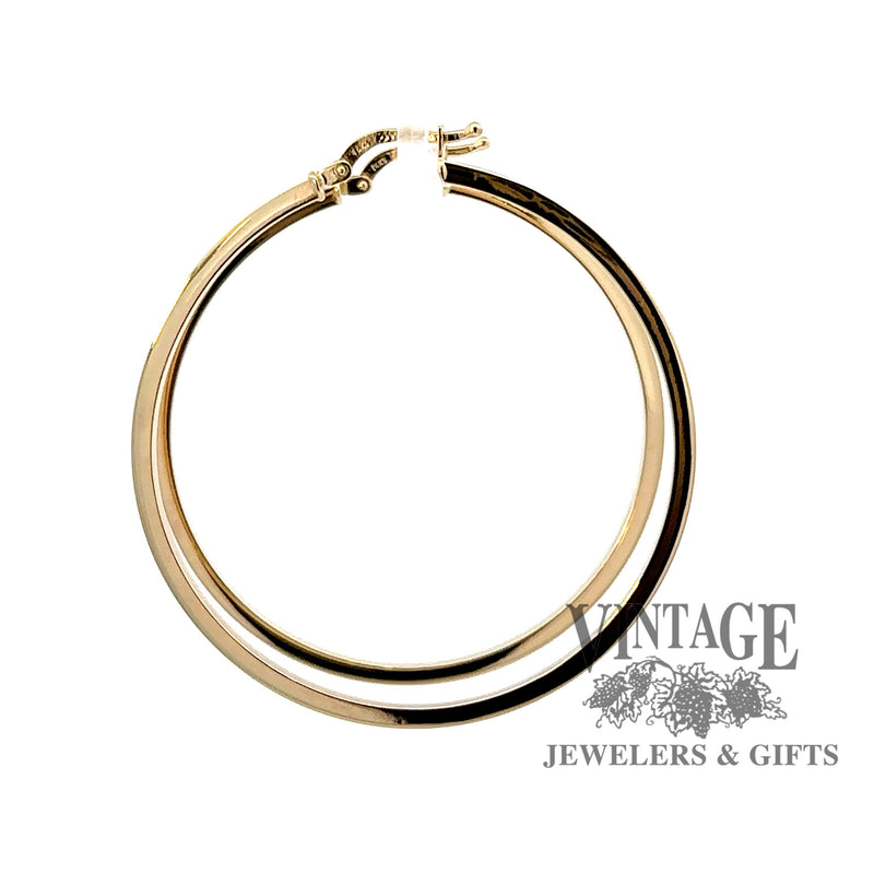 2mm Square Tubing U-Catch Hoop Earrings 14 Karat Yellow Gold side