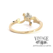 14 karat yellow gold scroll motif .29 carat diamond solitaire ring, rear view