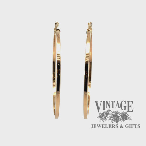 2mm Square Tubing U-Catch Hoop Earrings 14 Karat Yellow Gold video 