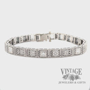 7" Antique filigree diamond 14k white gold with platinum bracelet video