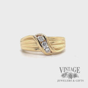Diamond and 14k gold fluted bypass ring video