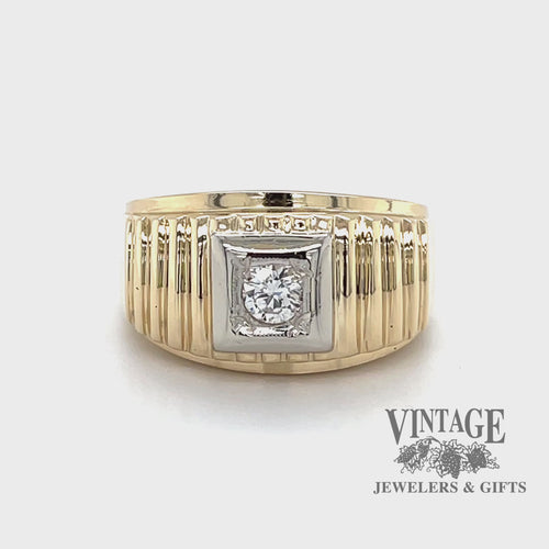 Ribbed 14k gold illusion diamond solitaire video