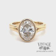 2.04 carat oval lab diamond bezel set 14k gold ring video