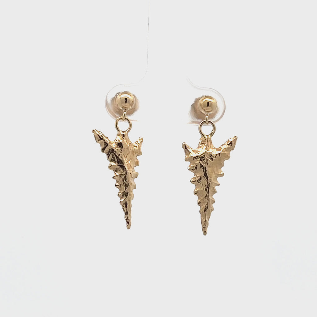 Arrowhead 14k gold drop earrings video