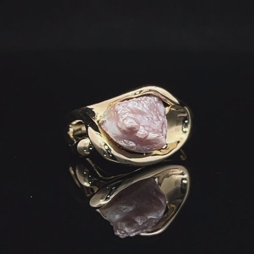 Freshwater pearl 14k gold freeform ring video