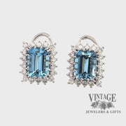 Aquamarine and diamond 14KW gold earrings video