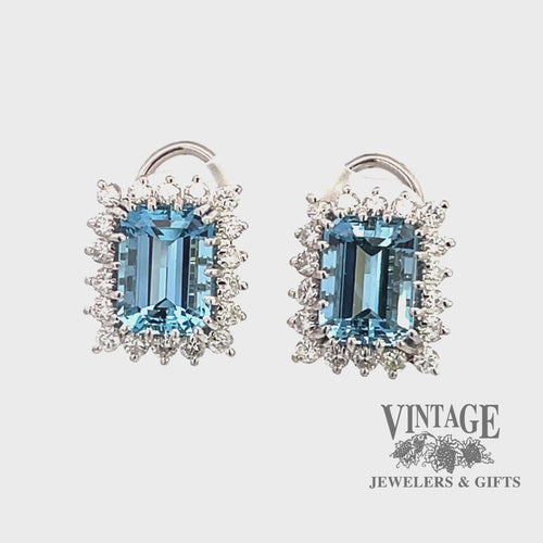 Aquamarine and diamond 14KW gold earrings video