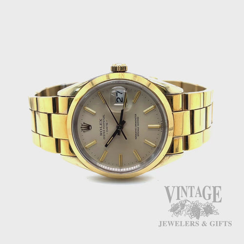 Vintage Rolex Oyster Perpetual Date 15505 Gold Shell Automatic Watch – Circa 1982 Pre-Owned Video
