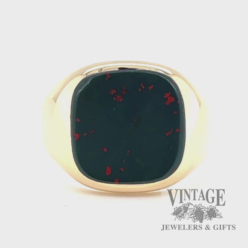 Blood stone antique 9k gold signet ring video