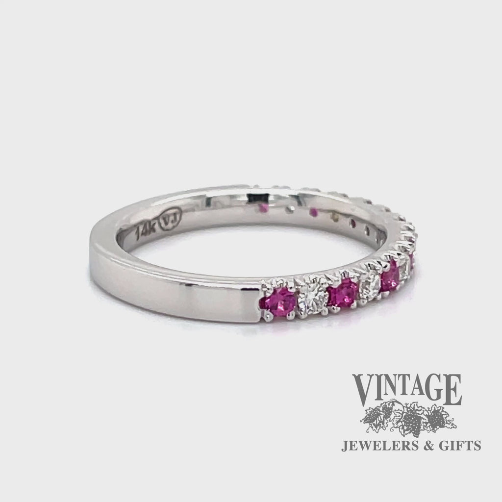 Pink sapphire and diamond 14kw gold ring stacker video