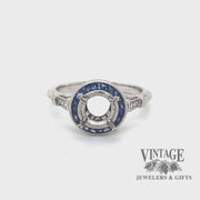 Diamond and caliber cut sapphire halo platinum ring video