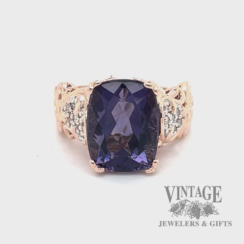 Amethyst & diamond 14k rose gold ring video