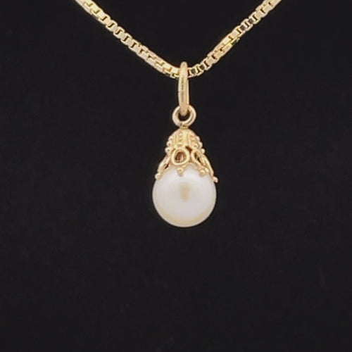 14k dainty pearl pendant/charm video