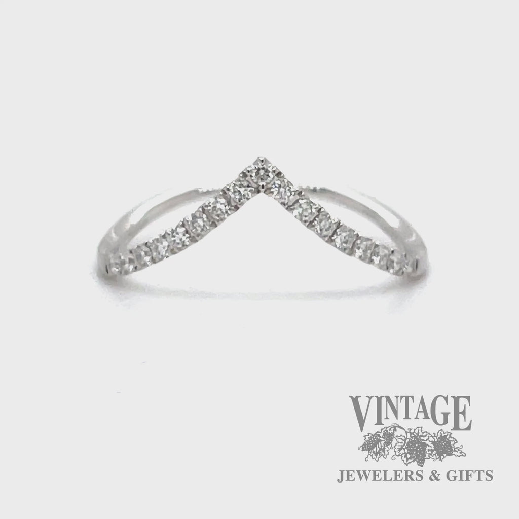 Chevron shaped 14k white gold and diamond ring video