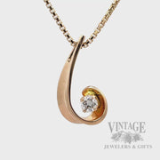 Scroll 14k gold and diamond .33 carat solitaire pendant video